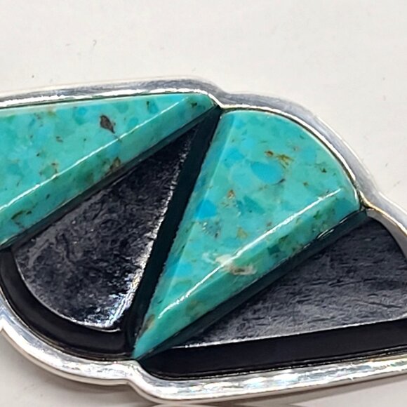 Jay King DRT Sterling Silver Blue Turquoise Onyx Inlay Pendant Beaded Necklace - Picture 8 of 10